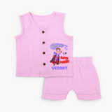 Celebrate The Super Kids Theme With "Intelligence is my Super Power" Personalized Jabla set for your Baby - LAVENDER ROSE - 0 - 3 Months Old (Chest 9.8")