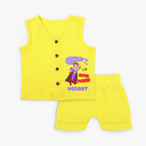 Celebrate The Super Kids Theme With "Intelligence is my Super Power" Personalized Jabla set for your Baby - YELLOW - 0 - 3 Months Old (Chest 9.8")