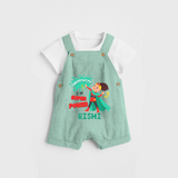 Celebrate The Super Kids Theme With "Creativity is my Super Power" Personalized Dungaree set for your Baby - LIGHT GREEN - 0 - 5 Months Old (Chest 17")