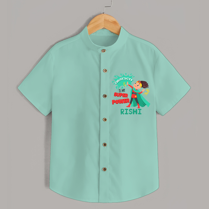 Celebrate The Super Kids Theme With "Creativity is my Super Power" Personalized Kids Shirts - MINT GREEN - 0 - 6 Months Old (Chest 21")