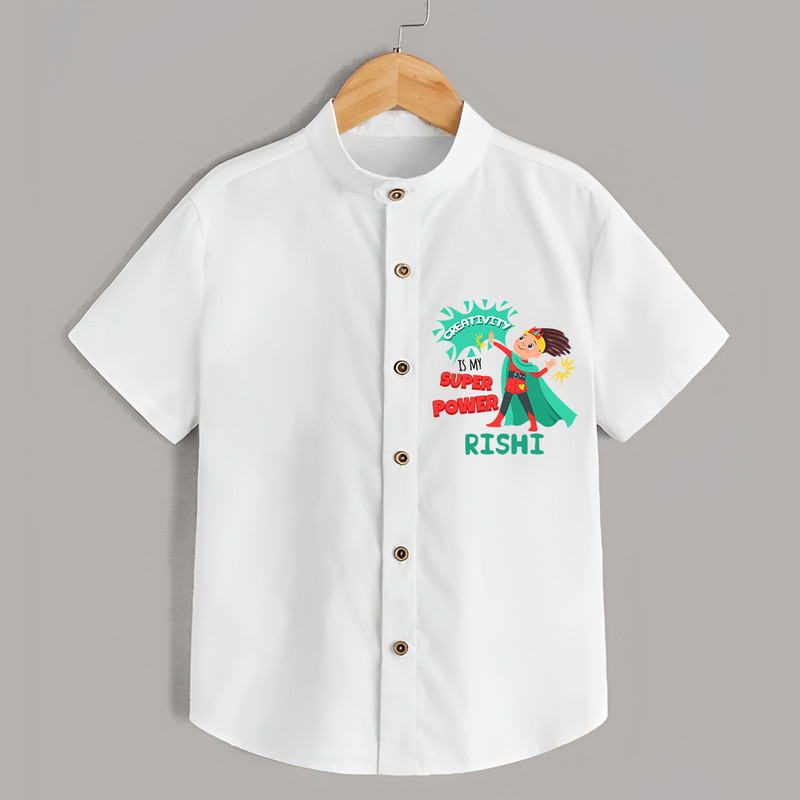 Celebrate The Super Kids Theme With "Creativity is my Super Power" Personalized Kids Shirts - WHITE - 0 - 6 Months Old (Chest 21")