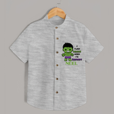 Celebrate The Super Kids Theme With "I Turn Green When I'm Hangry" Personalized Kids Shirts - GREY SLUB - 0 - 6 Months Old (Chest 21")
