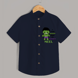 Celebrate The Super Kids Theme With "I Turn Green When I'm Hangry" Personalized Kids Shirts - NAVY BLUE - 0 - 6 Months Old (Chest 21")