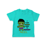 Celebrate The Super Kids Theme With "I Turn Green When I'm Hangry" Personalized Kids T-shirt - TEAL - 0 - 5 Months Old (Chest 17")