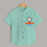 Celebrate The Super Kids Theme With "I Come with a Warning Label" Personalized Kids Shirts - MINT GREEN - 0 - 6 Months Old (Chest 21")