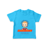 Celebrate The Super Kids Theme With "I Come with a Warning Label" Personalized Kids T-shirt - SKY BLUE - 0 - 5 Months Old (Chest 17")