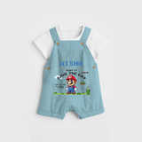 Celebrate The Super Kids Theme With "Ready to Save the Day" Personalized Dungaree set for your Baby - ARCTIC BLUE - 0 - 5 Months Old (Chest 17")