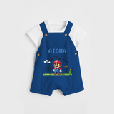 Celebrate The Super Kids Theme With "Ready to Save the Day" Personalized Dungaree set for your Baby - COBALT BLUE - 0 - 5 Months Old (Chest 17")