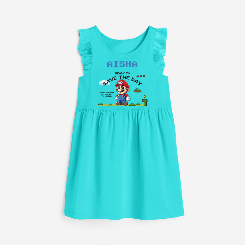 Celebrate The Super Kids Theme With "Ready to Save the Day" Personalized Frock for your Baby - LIGHT BLUE - 0 - 6 Months Old (Chest 18")