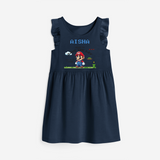 Celebrate The Super Kids Theme With "Ready to Save the Day" Personalized Frock for your Baby - NAVY BLUE - 0 - 6 Months Old (Chest 18")