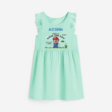 Celebrate The Super Kids Theme With "Ready to Save the Day" Personalized Frock for your Baby - TEAL GREEN - 0 - 6 Months Old (Chest 18")