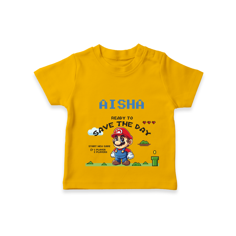 Celebrate The Super Kids Theme With "Ready to Save the Day" Personalized Kids T-shirt - CHROME YELLOW - 0 - 5 Months Old (Chest 17")