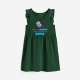 Celebrate The Super Kids Theme With "Only the Worthy Shall Pick Me Up" Personalized Frock for your Baby - BOTTLE GREEN - 0 - 6 Months Old (Chest 18")