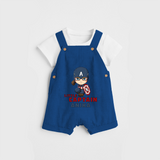 Celebrate The Super Kids Theme With "Little Captain" Personalized Dungaree set for your Baby - COBALT BLUE - 0 - 5 Months Old (Chest 17")