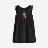 Celebrate The Super Kids Theme With "Little Captain" Personalized Frock for your Baby - BLACK - 0 - 6 Months Old (Chest 18")