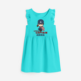 Celebrate The Super Kids Theme With "Little Captain" Personalized Frock for your Baby - LIGHT BLUE - 0 - 6 Months Old (Chest 18")