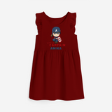 Celebrate The Super Kids Theme With "Little Captain" Personalized Frock for your Baby - RED - 0 - 6 Months Old (Chest 18")