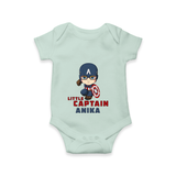 Celebrate The Super Kids Theme With "Little Captain" Personalized Romper For your Baby - MINT GREEN - 0 - 3 Months Old (Chest 16")