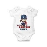 Celebrate The Super Kids Theme With "Little Captain" Personalized Romper For your Baby - WHITE - 0 - 3 Months Old (Chest 16")