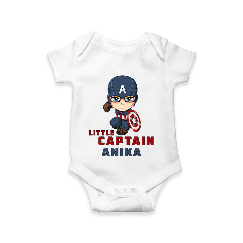 Celebrate The Super Kids Theme With "Little Captain" Personalized Romper For your Baby - WHITE - 0 - 3 Months Old (Chest 16")