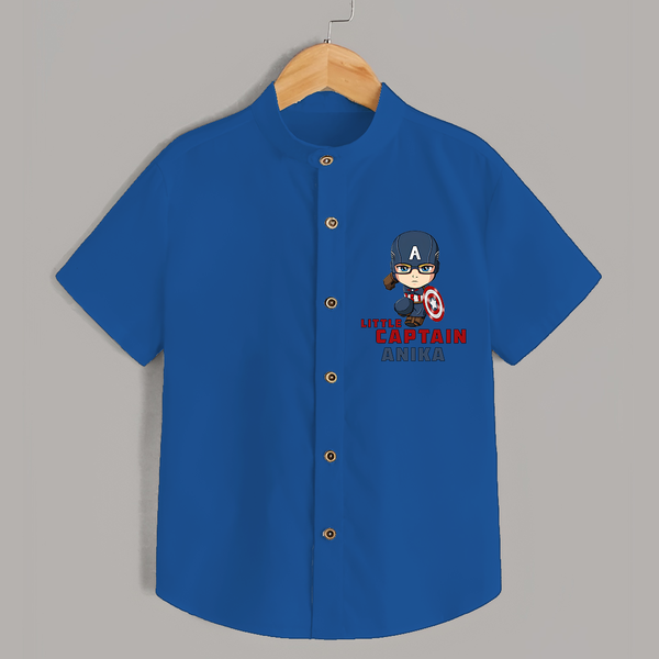Celebrate The Super Kids Theme With "Little Captain" Personalized Kids Shirts - COBALT BLUE - 0 - 6 Months Old (Chest 21")