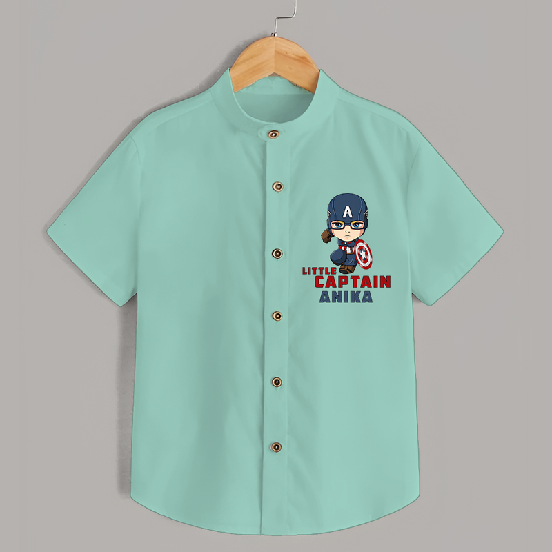 Celebrate The Super Kids Theme With "Little Captain" Personalized Kids Shirts - MINT GREEN - 0 - 6 Months Old (Chest 21")