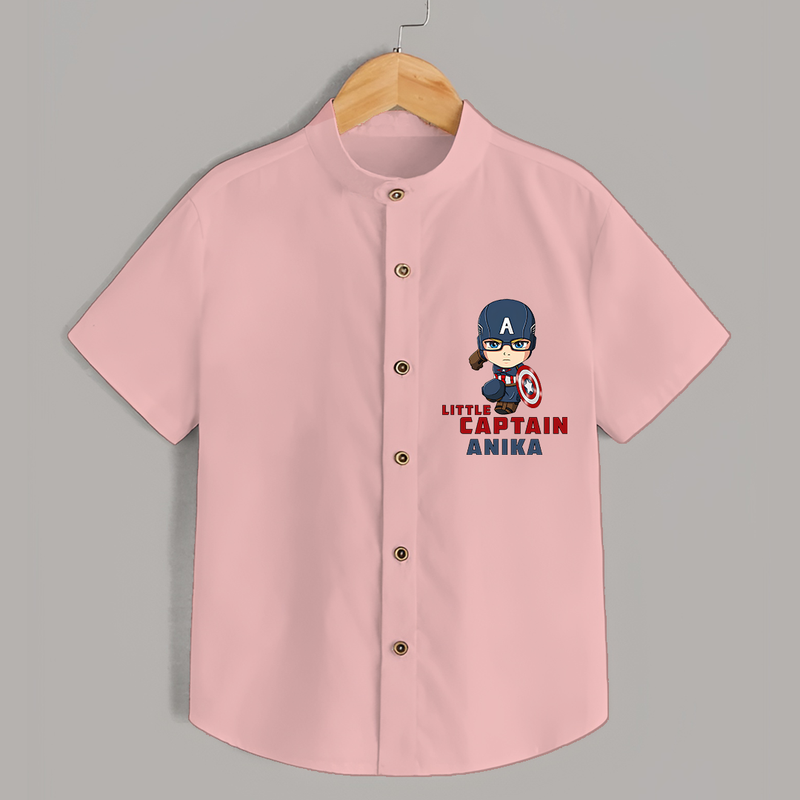 Celebrate The Super Kids Theme With "Little Captain" Personalized Kids Shirts - PEACH - 0 - 6 Months Old (Chest 21")