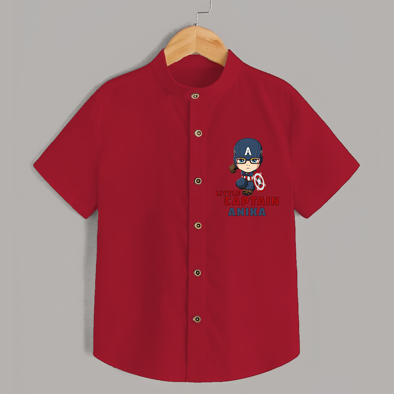 Celebrate The Super Kids Theme With "Little Captain" Personalized Kids Shirts - RED - 0 - 6 Months Old (Chest 21")