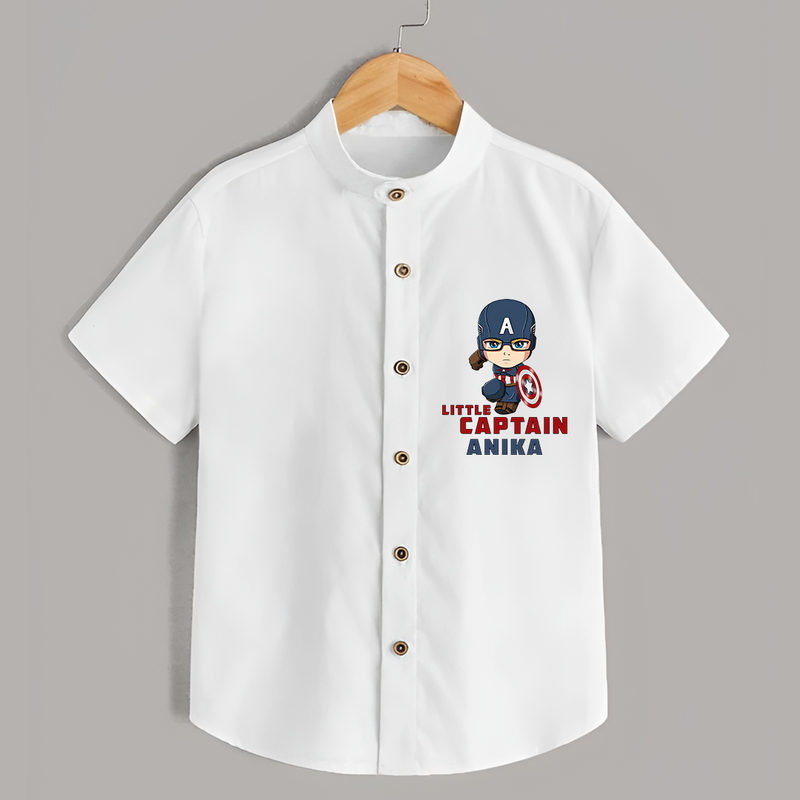 Celebrate The Super Kids Theme With "Little Captain" Personalized Kids Shirts - WHITE - 0 - 6 Months Old (Chest 21")
