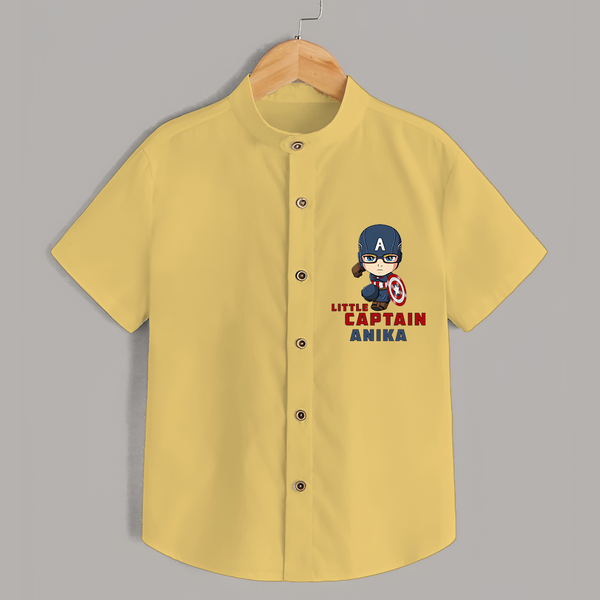 Celebrate The Super Kids Theme With "Little Captain" Personalized Kids Shirts - YELLOW - 0 - 6 Months Old (Chest 21")