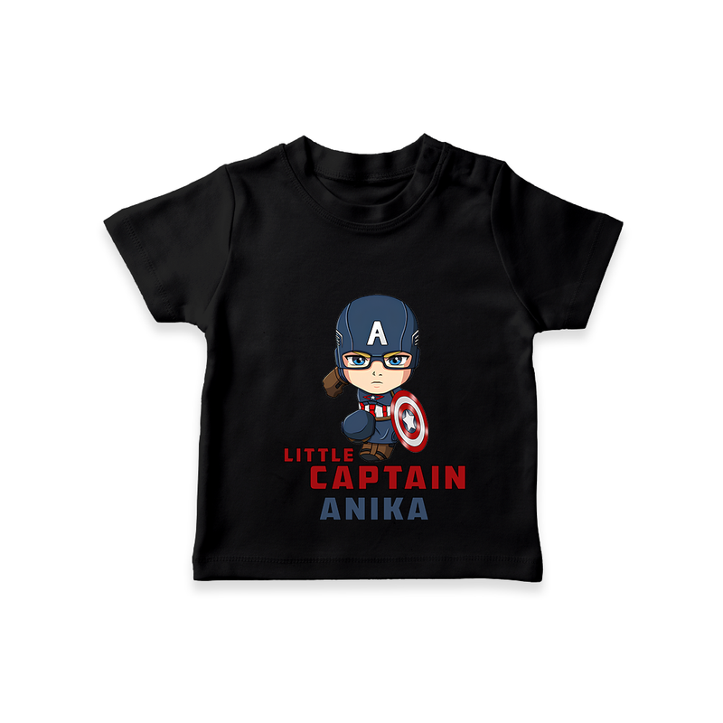 Celebrate The Super Kids Theme With "Little Captain" Personalized Kids T-shirt - BLACK - 0 - 5 Months Old (Chest 17")
