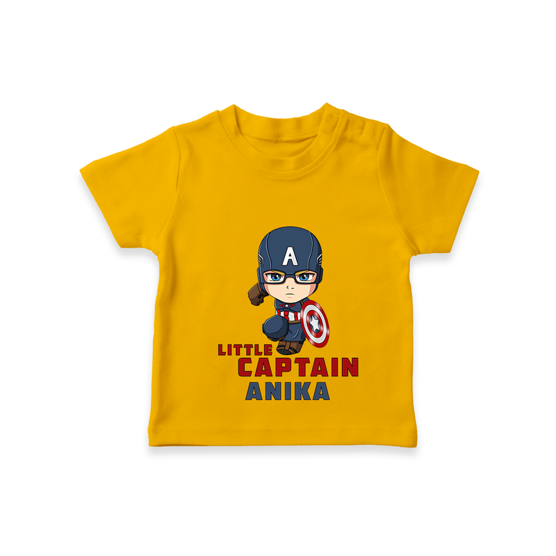 Celebrate The Super Kids Theme With "Little Captain" Personalized Kids T-shirt - CHROME YELLOW - 0 - 5 Months Old (Chest 17")
