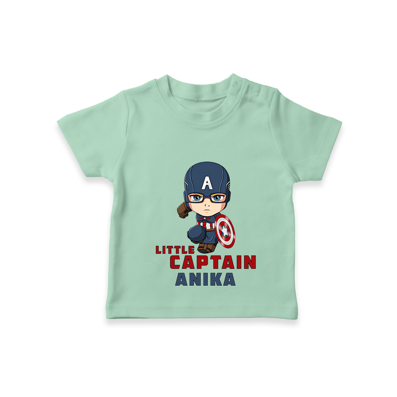 Celebrate The Super Kids Theme With "Little Captain" Personalized Kids T-shirt - MINT GREEN - 0 - 5 Months Old (Chest 17")