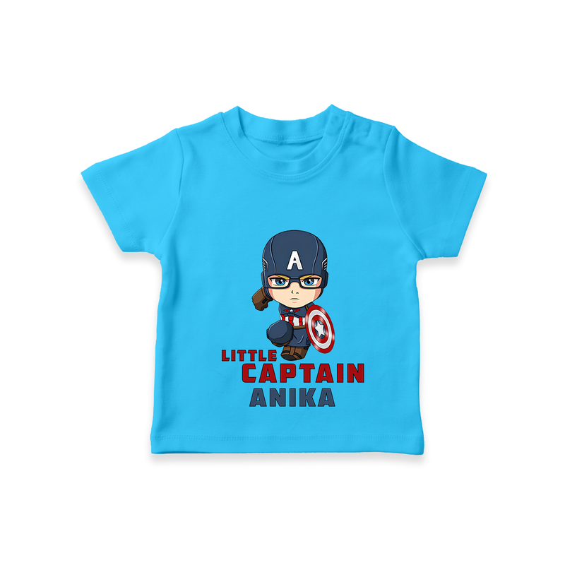 Celebrate The Super Kids Theme With "Little Captain" Personalized Kids T-shirt - SKY BLUE - 0 - 5 Months Old (Chest 17")