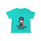 Celebrate The Super Kids Theme With "Little Captain" Personalized Kids T-shirt - TEAL - 0 - 5 Months Old (Chest 17")