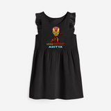 Celebrate The Super Kids Theme With "Little Ironman" Personalized Frock for your Baby - BLACK - 0 - 6 Months Old (Chest 18")