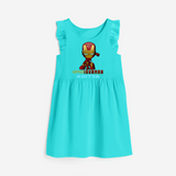 Celebrate The Super Kids Theme With "Little Ironman" Personalized Frock for your Baby - LIGHT BLUE - 0 - 6 Months Old (Chest 18")