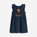 Celebrate The Super Kids Theme With "Little Ironman" Personalized Frock for your Baby - NAVY BLUE - 0 - 6 Months Old (Chest 18")