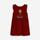 Celebrate The Super Kids Theme With "Little Ironman" Personalized Frock for your Baby - RED - 0 - 6 Months Old (Chest 18")