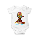 Celebrate The Super Kids Theme With "Little Ironman" Personalized Romper For your Baby - WHITE - 0 - 3 Months Old (Chest 16")