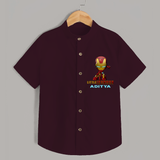 Celebrate The Super Kids Theme With "Little Ironman" Personalized Kids Shirts - MAROON - 0 - 6 Months Old (Chest 21")