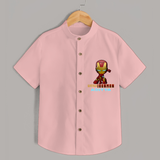 Celebrate The Super Kids Theme With "Little Ironman" Personalized Kids Shirts - PEACH - 0 - 6 Months Old (Chest 21")