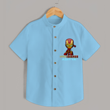 Celebrate The Super Kids Theme With "Little Ironman" Personalized Kids Shirts - SKY BLUE - 0 - 6 Months Old (Chest 21")