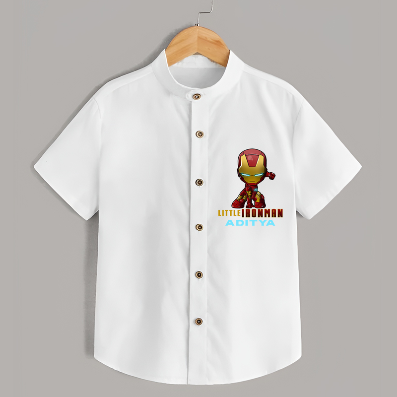 Celebrate The Super Kids Theme With "Little Ironman" Personalized Kids Shirts - WHITE - 0 - 6 Months Old (Chest 21")
