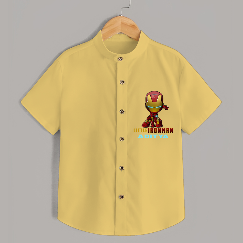 Celebrate The Super Kids Theme With "Little Ironman" Personalized Kids Shirts - YELLOW - 0 - 6 Months Old (Chest 21")