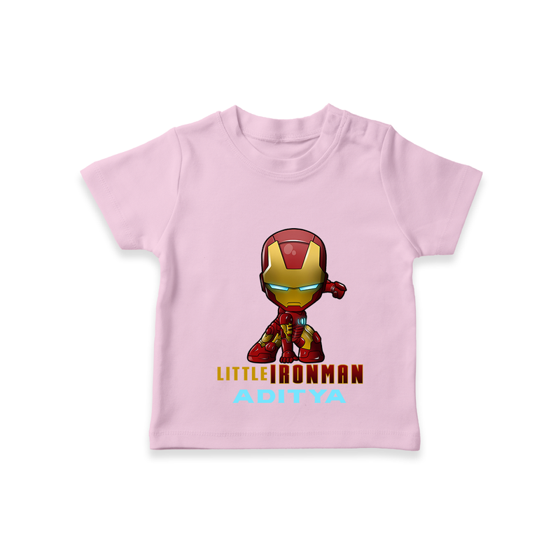 Celebrate The Super Kids Theme With "Little Ironman" Personalized Kids T-shirt - PINK - 0 - 5 Months Old (Chest 17")