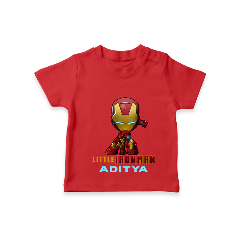 Celebrate The Super Kids Theme With "Little Ironman" Personalized Kids T-shirt - RED - 0 - 5 Months Old (Chest 17")