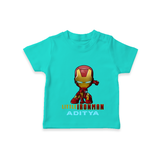 Celebrate The Super Kids Theme With "Little Ironman" Personalized Kids T-shirt - TEAL - 0 - 5 Months Old (Chest 17")