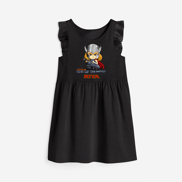 Celebrate The Super Kids Theme With "Little God Of Thunder" Personalized Frock for your Baby - BLACK - 0 - 6 Months Old (Chest 18")