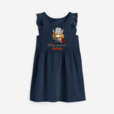 Celebrate The Super Kids Theme With "Little God Of Thunder" Personalized Frock for your Baby - NAVY BLUE - 0 - 6 Months Old (Chest 18")